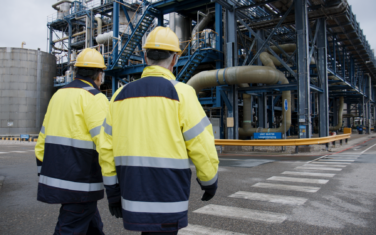 twee mensen op het industriegebied